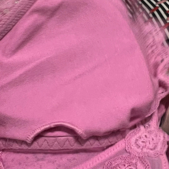AE Aerie Pink Lace Wireless Bralette Pink Floral Crop Top Sheer Mesh Medium - Picture 6 of 6
